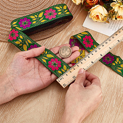 Ethnic Style Floral Pattern Embroidery Polyester Ribbons&nbsp;OCOR-WH0104-04B