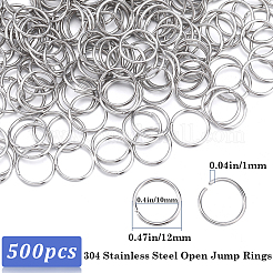 304 1000pcs Stainless Steel Open Jump Rings&nbsp;STAS-SP0001-71A