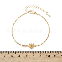 Brass Micro Pave Cubic Zirconia Birthday Flower Link Bracelets&nbsp;BJEW-U031-01G-07
