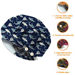 2Pcs 2 Colors Cotton Adjustable Printed Bouffant Hats Working Caps for Women Men&nbsp;AJEW-DR0002-25A