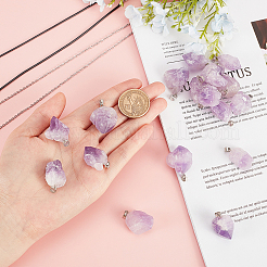 DIY Natural Amethyst Pendant Necklaces Making Kits&nbsp;DIY-SC0012-39P
