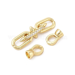 Brass Micro Pave Cubic Zirconia Fold Over Clasps&nbsp;KK-U059-07G