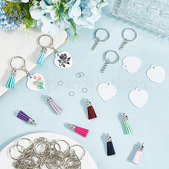 DIY Blank Double-sided Heat Transfer Aluminium Pendant Keychain Making Kits&nbsp;DIY-SP0005-26A