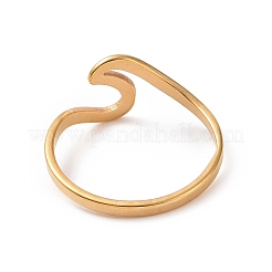 Ion Plating(IP) 201 Stainless Steel Wave Finger Ring for Women&nbsp;RJEW-J051-04G