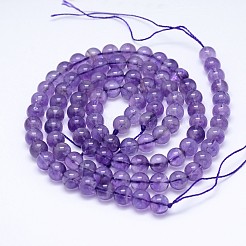Natural Amethyst Smooth Round Bead Strands&nbsp;G-M212-6mm-01A