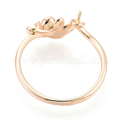 Flower Brass Micro Pave Clear Cubic Zirconia Cuff Ring Settings&nbsp;KK-T076-79G