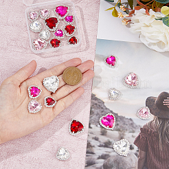 24Pcs 12 Styles Pink Series Heart Sew On Glass Rhinestones&nbsp;DIY-FH0005-84
