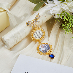Tibetan Style Alloy & Glass Flat Round Photo Bouquet Hanging Ornaments&nbsp;DIY-WH0622-574G
