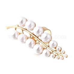 Alloy Open Cuff Ring with Plastic Pearl&nbsp;RJEW-V006-01G