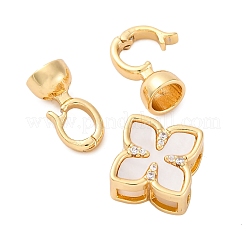 Brass Micro Pave Clear Cubic Zirconia Fold Over Clasps&nbsp;KK-P291-10G