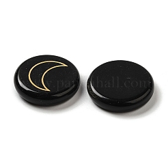 13Pcs Flat Round Natural Obsidian Rune Stones&nbsp;G-K335-08A