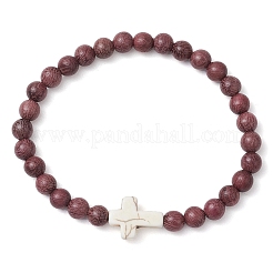 Natural Wood Beads Stretch Bracelets for Women&nbsp;BJEW-JB11338-04