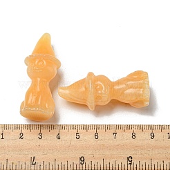 Natural Topaz Jade Carved Healing Cat with Witch Hat Figurines&nbsp;DJEW-D012-07I