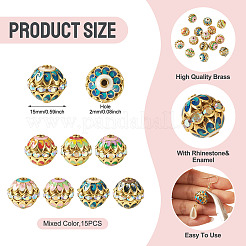 15Pcs Brass Enamel Beads&nbsp;KK-TA0009-21