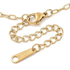 Ion Plating(IP) 304 Stainless Steel Textured Heart Pendant Paperclip Chain Necklaces for Women&nbsp;NJEW-F328-04G