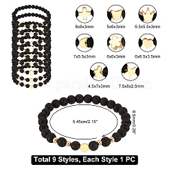 1 Set Bear & Cross & Moon & Crown & Heart & Butterfly Brass Beaded Stretch Bracelets Set&nbsp;BJEW-PH0004-22