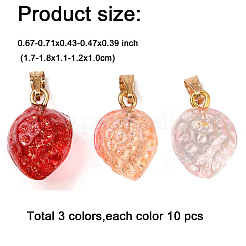 30Pcs 3 Colors Two Tone Transparent Spray Painted Glass Pendants&nbsp;GLAA-FP0001-27