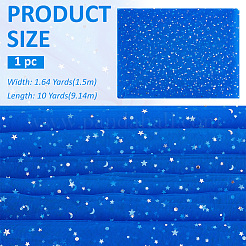 10 Yards PVC Star & Moon Pattern Polyester Mesh Fabrics&nbsp;DIY-WH0061-012B