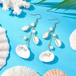 304 Stainless Steel Shell Shape Dangle Earrings&nbsp;EJEW-JE06382