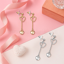 4Pairs 2 Colors Alloy & Iron Dangle Stud Earrings&nbsp;EJEW-HY0001-11