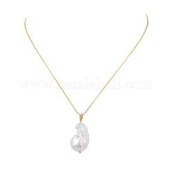 Natural Baroque Pearl Keshi Pearl Pendant Necklaces&nbsp;NJEW-JN06083