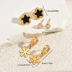 3 Pairs Stainless Steel Stud Earring & Hoop Earring Sets&nbsp;TP3302