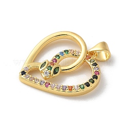 Brass Micro Pave Cubic Zirconia Pendants&nbsp;KK-P292-19G-01