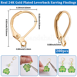 200Pcs Brass Leverback Earring Findings&nbsp;KK-BBC0024-36G