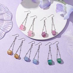 304 Stainless Steel with Electroplated Natural Quartz Bead Dangle Earrings&nbsp;EJEW-JE05990