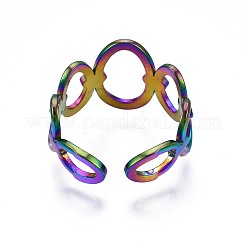 304 Stainless Steel Oval Wrap Cuff Ring&nbsp;RJEW-N038-099