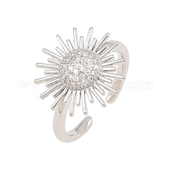 Sun Brass Micro Pave Cubic Zirconia Cuff Open Rings for Women&nbsp;CU-CBA0A21-05P
