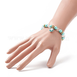 Alloy Enamel Shell Charms Stretch Bracelet&nbsp;BJEW-JB09942