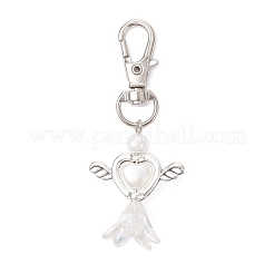 Acrylic Imitation Pearl Flower Heart Angel with Alloy Wings Pendant Decorations&nbsp;HJEW-JM03987