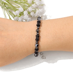 Adjustable Synthetic Non-magnetic Hematite Bead Stretch Bracelets&nbsp;PW-WG03C29-01