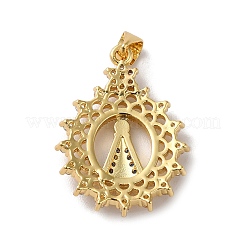 Rack Plating Brass Micro Pave Clear Cubic Zirconia Pendants&nbsp;KK-F853-04G