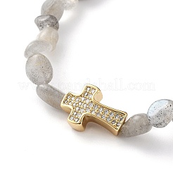 Nuggets Natural Labradorite Stretch Beaded Bracelets&nbsp;BJEW-JB05805-04