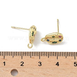 Brass Micro Pave Cubic Zirconia Stud Earring Findings&nbsp;KK-U075-01C-04G
