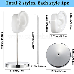 2 Sets 2 Styles Left & Right Silicone Ear Shaped Earring Display Stands with Iron Bar&nbsp;EDIS-SC0001-14