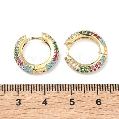 Brass Micro Pave Cubic Zirconia Hoop Earrings&nbsp;EJEW-C181-13G