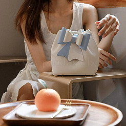 DIY Imitation Leather Knitting Crochet Bowknot Bucket Bags&nbsp;GN-TAC0001-06A