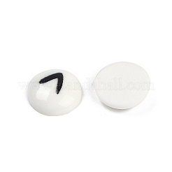 White and Black Flat Round Cartoon Resin Cabochons&nbsp;CRES-Q009-01J