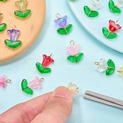 48Pcs 8 Colors Glass Pendants&nbsp;PALLOY-SZ00035