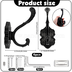 6Pcs Aluminum Wall Mounted Hook Hangers&nbsp;ODIS-JOY0001-02B