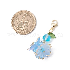 Flower Synthetic Moonstone & Glass Pendant Decorations&nbsp;HJEW-TA00337-02