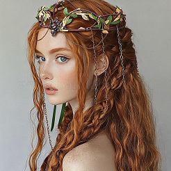 Polyester Artificial Leaf & Acrylic Hair Bands Hair Vine&nbsp;OHAR-ME00001
