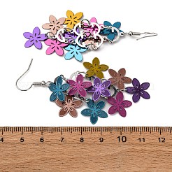 430 Stainless Steel Flower Dangle Earrings&nbsp;EJEW-A137-07P-01