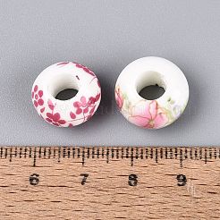 Printed Handmade Porcelain European Beads&nbsp;PORC-Q007-12