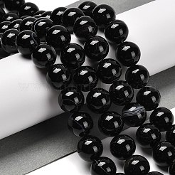 Natural Black Agate Beads Strands&nbsp;G-NH0020-B01-01