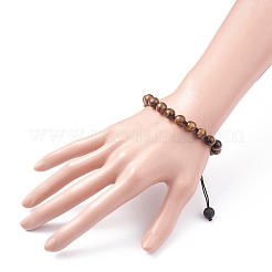 8mm Round Natural Tiger Eye Braided Beads Bracelet&nbsp;BJEW-JB07083-01