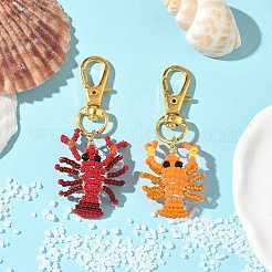2Pcs Crayfish Glass Seed Beads Pendant Decorations&nbsp;HJEW-MZ00352